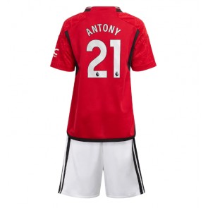 Manchester United Antony #21 Dětské Domácí dres komplet 2023-24 Krátký Rukáv (+ trenýrky)